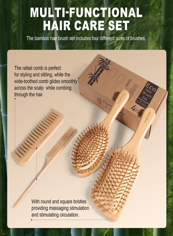 DEBETOOL مجموعة فرشاة ومشط شعر من الخيزران من ديبيتول - فرشاة من الخشب الطبيعي والخيزران لنمو الشعر مع مشط ذي أسنان واسعة، تصميم مريح للشعر (الكثيف/الخفيف/المجعد/الجاف) - طقم هدايا مشط خشبي للنساء - Image 3